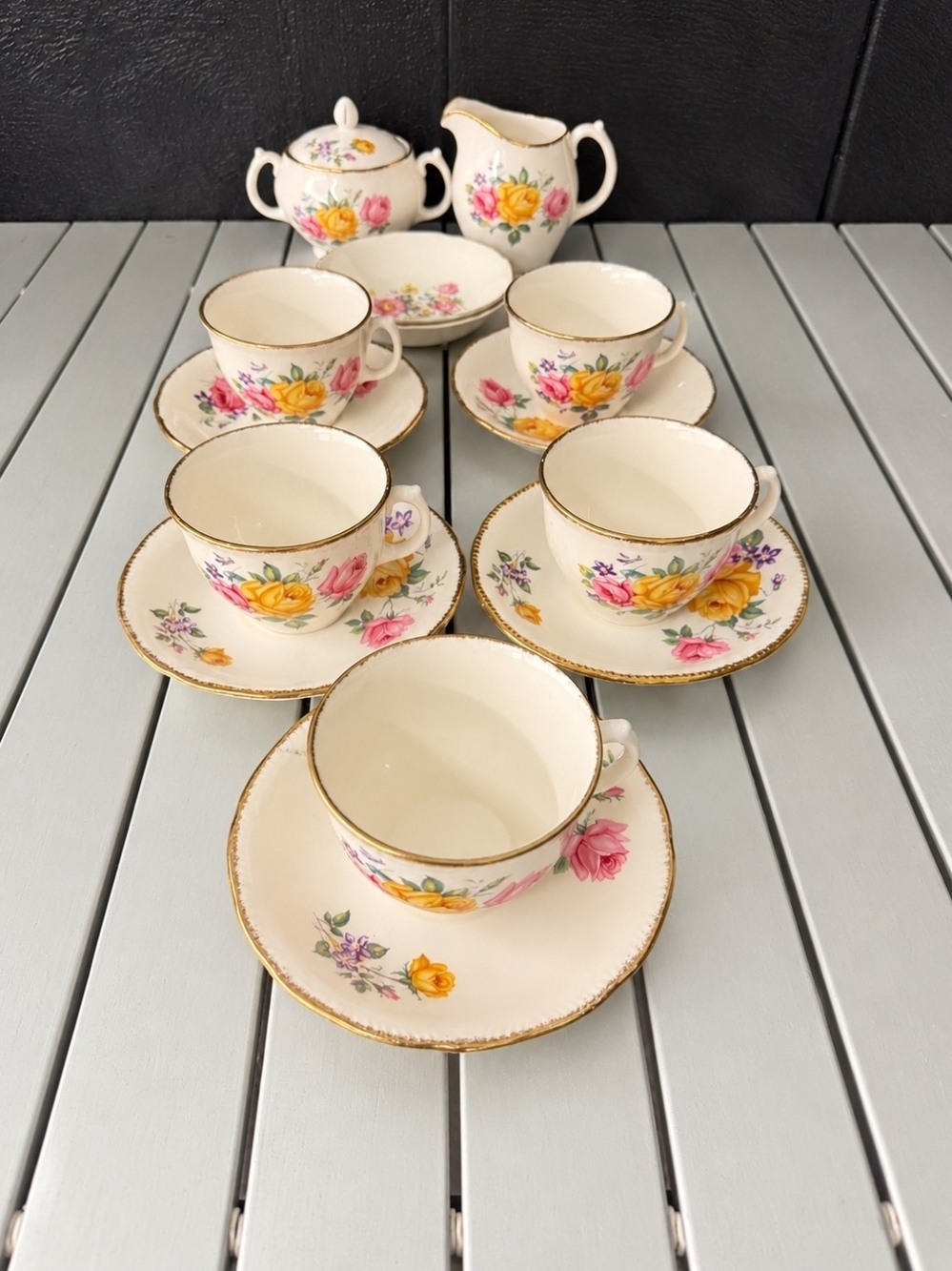 Vintage Ridgway Chateau Rose Tea Set | Floral Bone China | Made in England